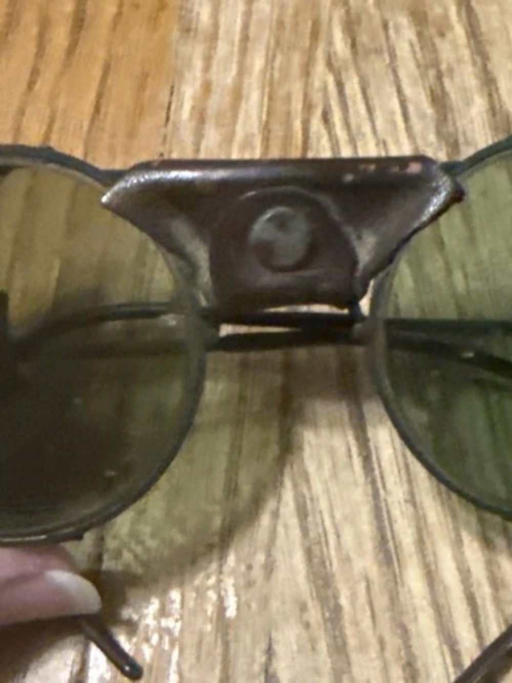 Men's Sunglasses with Olive Green Lenses and Brown Bridge Detail